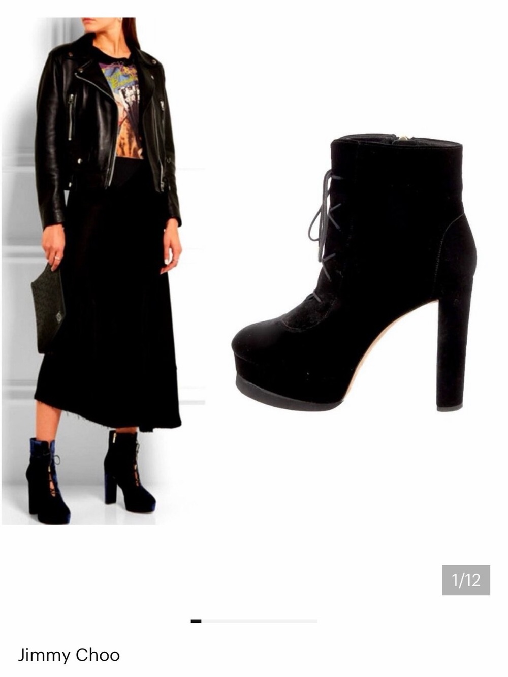 Jimmy Choo Black Suede Platform Lace-Up Ankle Booties